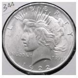 1922 CHOICE BU PEACE DOLLAR