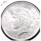1922 CHOICE BU PEACE DOLLAR