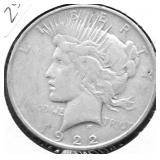 1922 D PEACE DOLLAR VF
