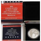 2025 PROOF MARINE SILVER DOLLAR W BOX PAPERS