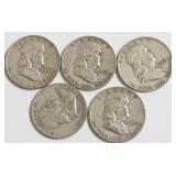 5 FRANKLIN HALF DOLLARS
