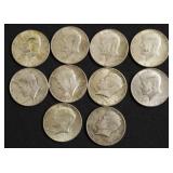 10 1964 KENNEDY HALF DOLLARS