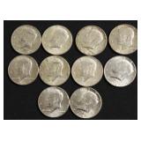 10 1964 KENNEDY HALF DOLLARS