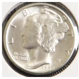 1942 D GEM SPLIT BANDS MERCURY DIME