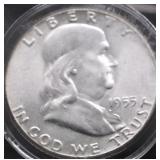 1955 CHOICE BU FRANKLIN HALF DOLLAR