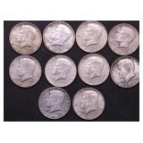 10 1964 KENNEDY HALF DOLLARS