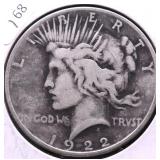 1922 PEACE DOLLAR VG