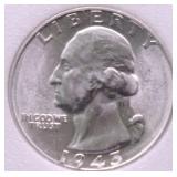 1945 GEM BU WASHINGTON QUARTER