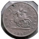 1857 BANK OF UPPER CANADA  PENNY VF