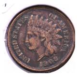 1908 INDIAN HEAD CENT VF