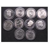 10 GEM BU KENENDY HALF DOLLARS