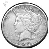 1922 S PEACE DOLLAR VF