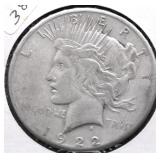 1922 S PEACE DOLLAR VG