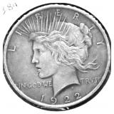 1922 PEACE DOLLAR VF