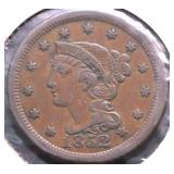 1852 LARGE CENT AU + NICE PQ COIN