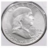 1950 D CHOICE BU FRANKLIN HALF DOLLAR