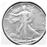 1939 D WALKING HALF DOLLAR XF