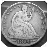 1854 SEATED HALF DOLLAR F