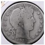 1913 BARBER HALF DOLLAR G