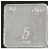 5 GRAMS .999 SILVER BAR