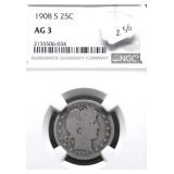 1908 S NGC AG3 BARBER QUARTER