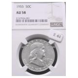 1955 NGC AU58 FRANKLIN HALF DOLLAR