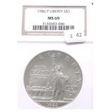 1986 NGC MS69 ELLIS ISLAND SILVER DOLLAR