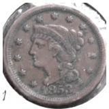 1853 LARGE CENT XF