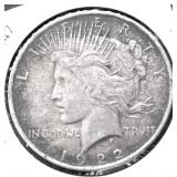 1922 PEACE DOLLAR VF