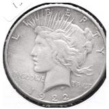 1922 S PEACE DOLLAR VF
