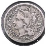1876 3 CENT PIECE VF