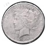 1922 PEACE DOLLAR VF