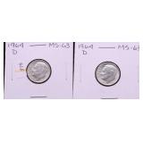 TWO CHOICE BU 1964 ROOSEVELT DIMES