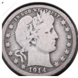 1914 BARBER QUARTER VG