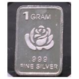 1 GRAM .999 SILVER BAR