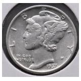 1937 MERCURY DIME AU