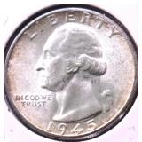 1945 S GEM BU WASHINGTON QUARTER