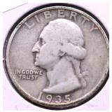 1935 D WASHINGTON QUARTER VG