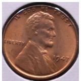 1947 GEM RED LINCOLN CENT