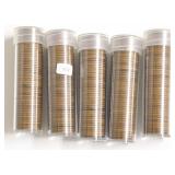 5 ROLLS OF WHEAT CENTS