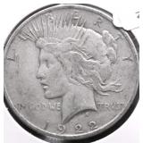 1922 PEACE DOLLAR VF