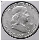 1951 CHOICE BU FRANKLIN HALF DOLLAR