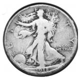 1918 D WALKING HALF DOLLAR VG