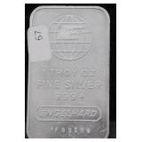 VINTAGE ENGELHARD 1 OZ .999 SILVER BAR