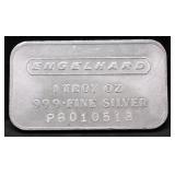 VINTAGE ENGELHARD 1 OZ .999 SILVER BAR