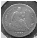 1872 S HALF DIME VF