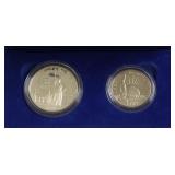 PROOF ELLIS ISLAND SILVER DOLLAR & HALF NO PAPERS