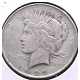 1922 PEACE DOLLAR VF