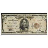 1929 5 $ NATIONAL CURRENCY VF