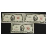 3// TWO DOLLAR US LEGAL TENDER  VF RED SEAL